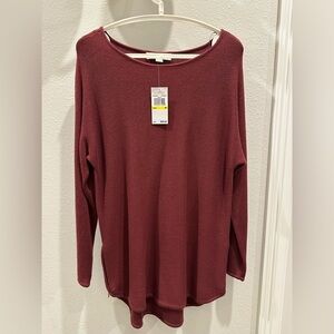 Michael Kors Burgundy Long Sleeve Top